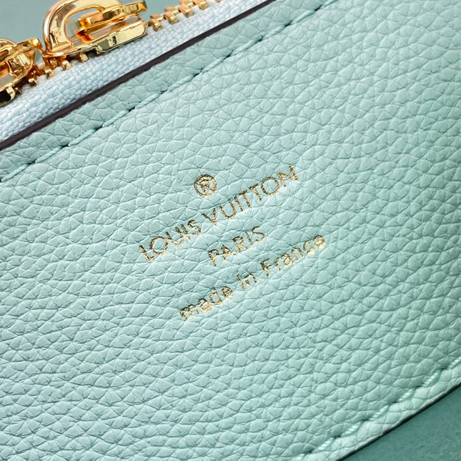 BELLA TOTE 32 IN SKY BLUE MONOGRAM PERFORATED CALFSKIN GOLD HARDWARE