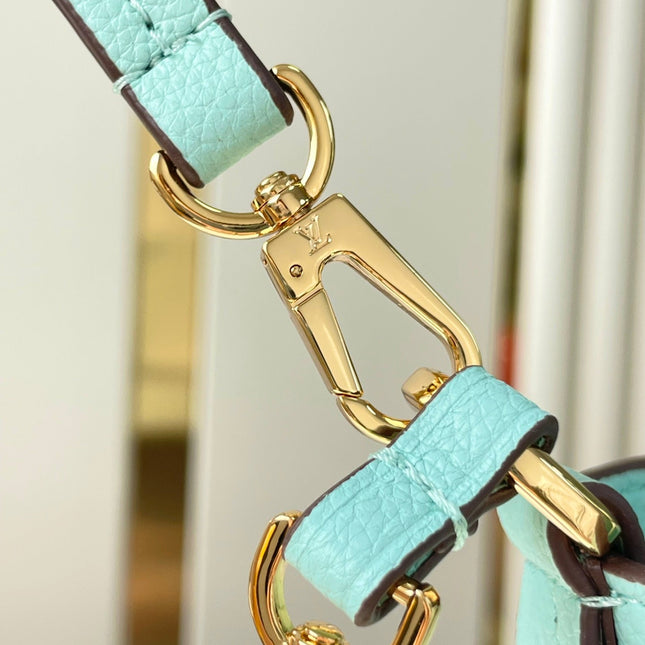 BLOSSOM PM 20 IN SKY BLUE MONOGRAM PERFORATED CALFSKIN