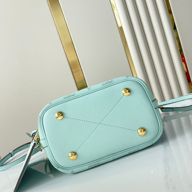 BLOSSOM PM 20 IN SKY BLUE MONOGRAM PERFORATED CALFSKIN