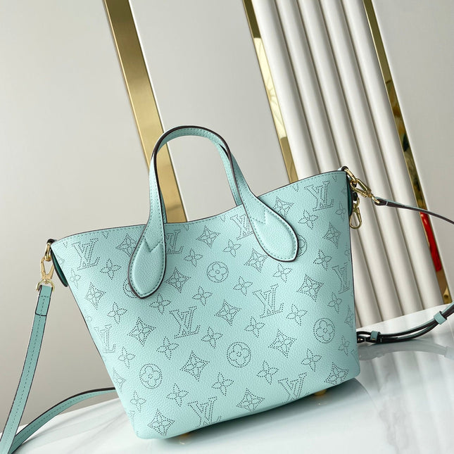 BLOSSOM PM 20 IN SKY BLUE MONOGRAM PERFORATED CALFSKIN