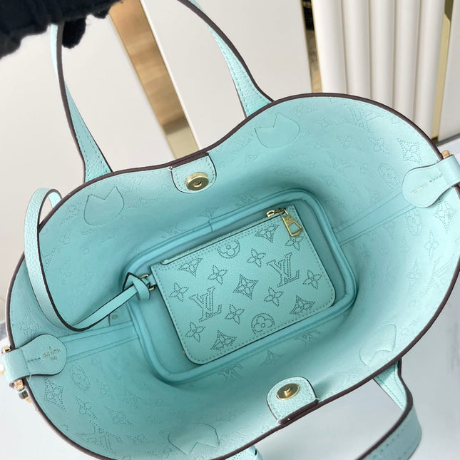 BLOSSOM PM 20 IN SKY BLUE MONOGRAM PERFORATED CALFSKIN