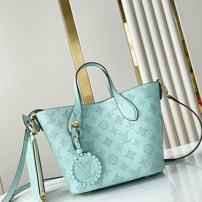BLOSSOM PM 20 IN SKY BLUE MONOGRAM PERFORATED CALFSKIN