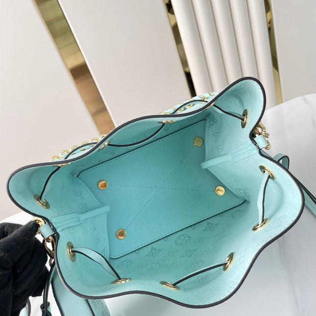 BELLA 22 IN SKY BLUE MONOGRAM PERFORATED CALFSKIN