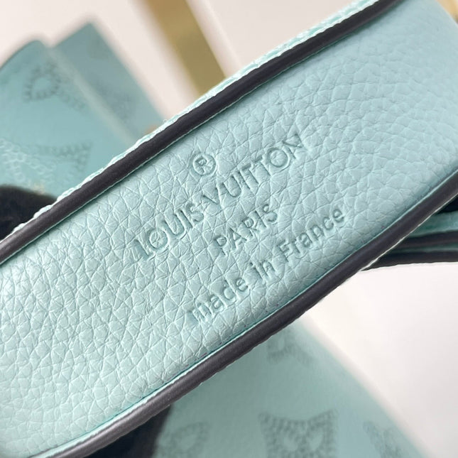 BELLA 22 IN SKY BLUE MONOGRAM PERFORATED CALFSKIN