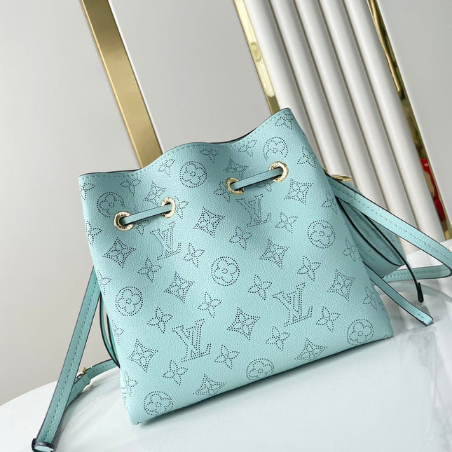BELLA 22 IN SKY BLUE MONOGRAM PERFORATED CALFSKIN