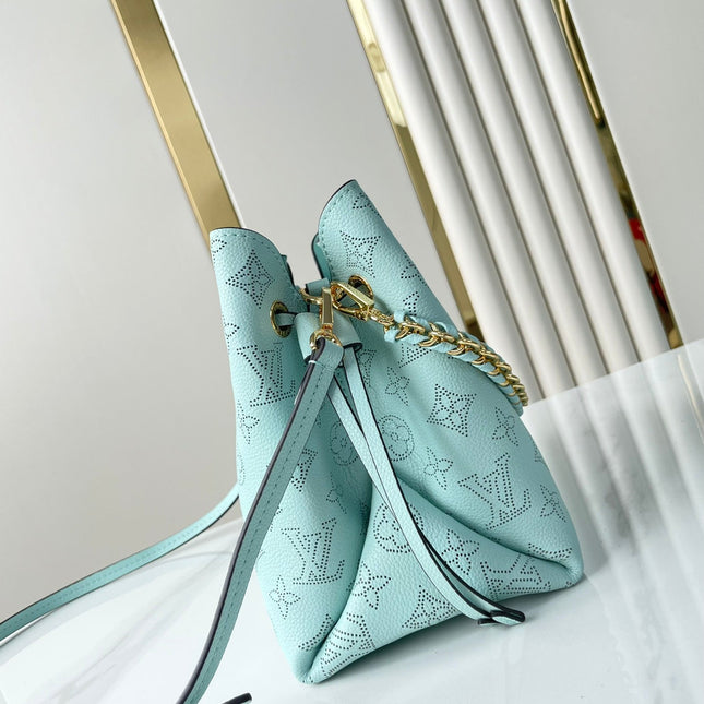 BELLA 22 IN SKY BLUE MONOGRAM PERFORATED CALFSKIN