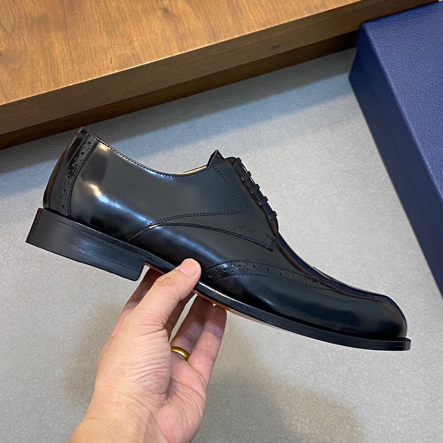 CD POINED TOE LONDON OXFORD BLACK POLISHED CALFSKIN