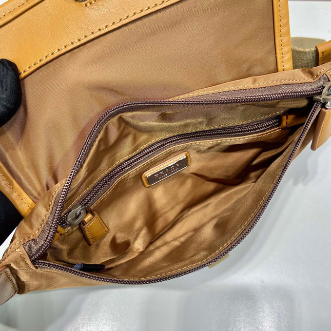 BELT BAG 18 IN SEPIA BROWN RE-NYLON AND CALFSKIN TRIM