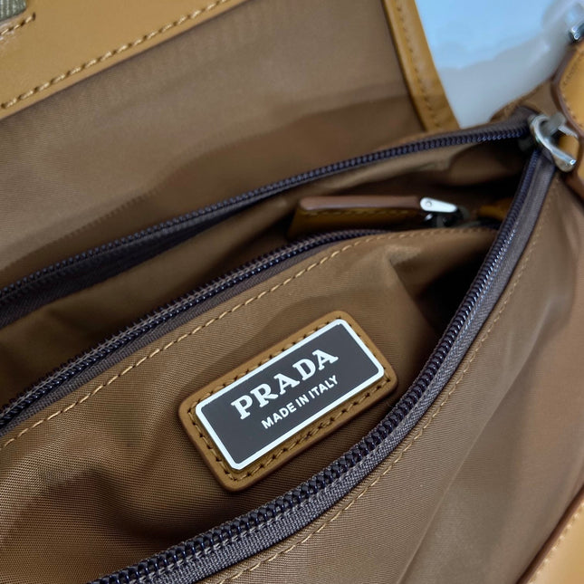 BELT BAG 18 IN SEPIA BROWN RE-NYLON AND CALFSKIN TRIM