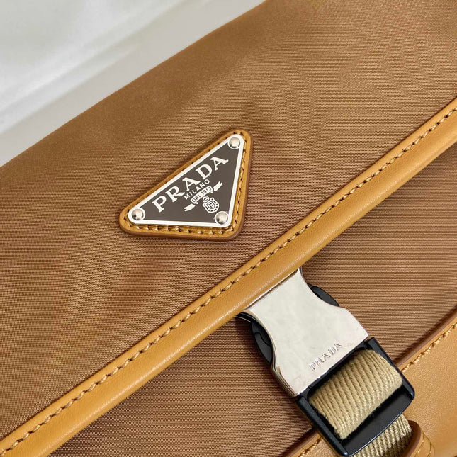 BELT BAG 18 IN SEPIA BROWN RE-NYLON AND CALFSKIN TRIM