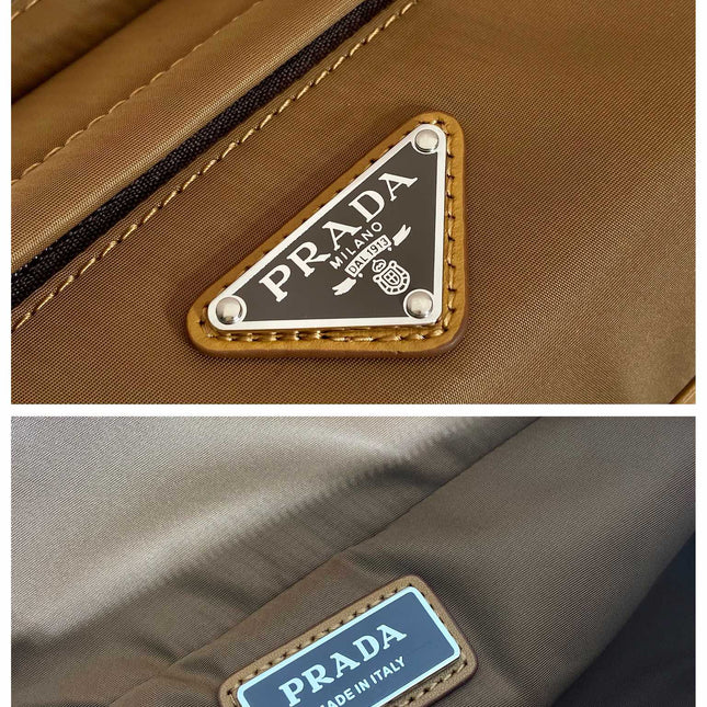 MESSENGER BAG 20 IN CIDER BROWN RE-NYLON AND CALFSKIN TRIM