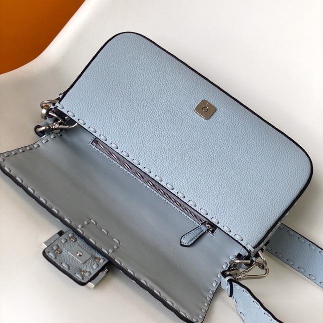 Fend Baguette 27 Bag Baby Blue Calfskin Shw