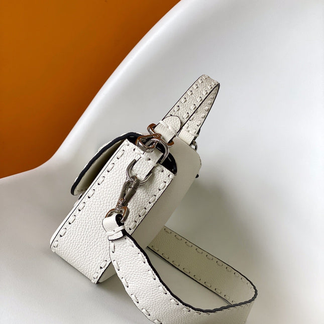 Fend Baguette 27 Bag White Calfskin Shw
