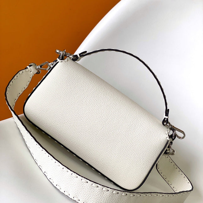 Fend Baguette 27 Bag White Calfskin Shw