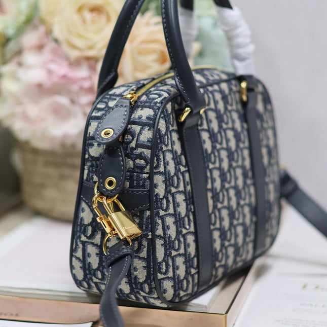 SMALL 25 D-VIBE BOWLING BAG IN BLUE MONOGRAM OBLIQUE JACQUARD