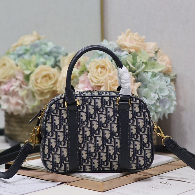 SMALL 25 D-VIBE BOWLING BAG IN BLUE MONOGRAM OBLIQUE JACQUARD