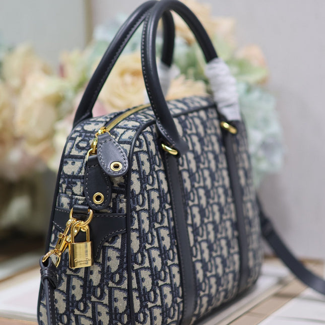 MEDIUM 31 D-VIBE BOWLING BAG IN BLUE MONOGRAM OBLIQUE JACQUARD