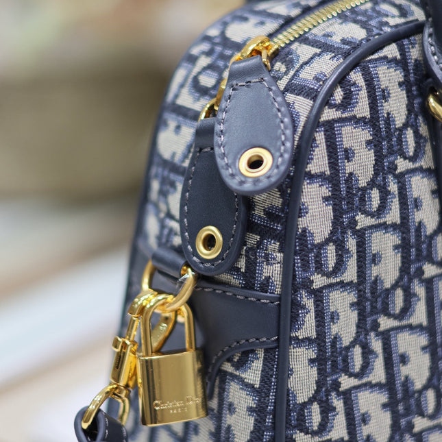 MEDIUM 31 D-VIBE BOWLING BAG IN BLUE MONOGRAM OBLIQUE JACQUARD
