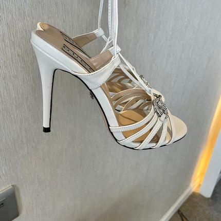 GG CRYSTAL HORSEBIT SANDAL CREAMY WHITE LAMBSKIN