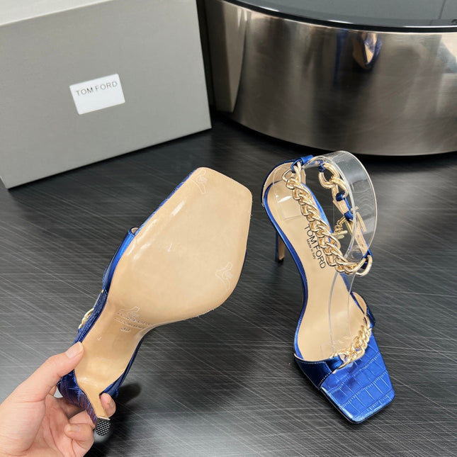 ZENITH SANDAL 10 CM IN AZURE BLUE LAMBSKIN