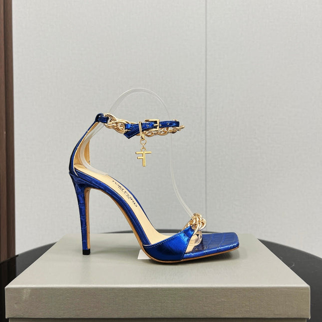 ZENITH SANDAL 10 CM IN AZURE BLUE LAMBSKIN