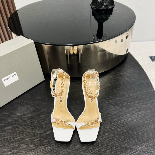 ZENITH SANDAL 10 CM IN WHITE SHINY LAMBSKIN