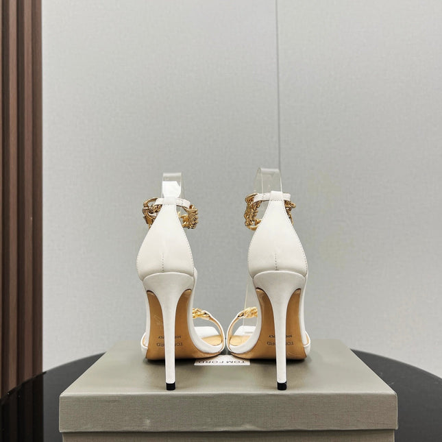 ZENITH SANDAL 10 CM IN WHITE SHINY LAMBSKIN