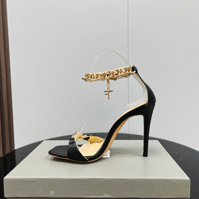 ZENITH SANDAL 10 CM IN BLACK SHINY LAMBSKIN