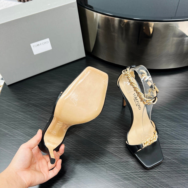 ZENITH SANDAL 10 CM IN BLACK SHINY LAMBSKIN