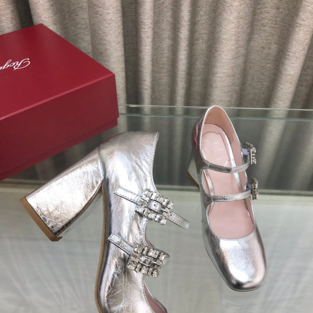 LP ROGER VIVIER SANDAL SILVER LEATHER