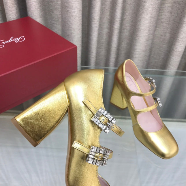LP ROGER VIVIER SANDAL METALLIC GOLD LEATHER