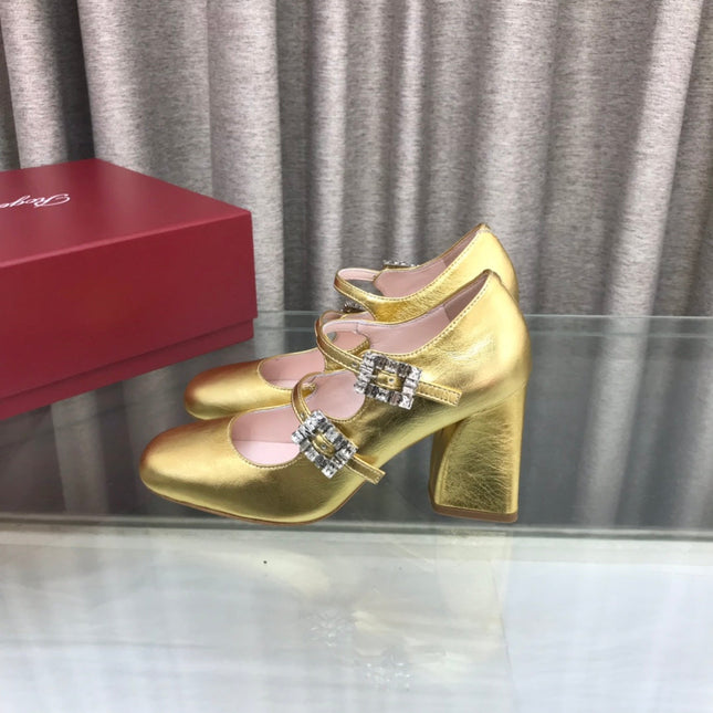 LP ROGER VIVIER SANDAL METALLIC GOLD LEATHER