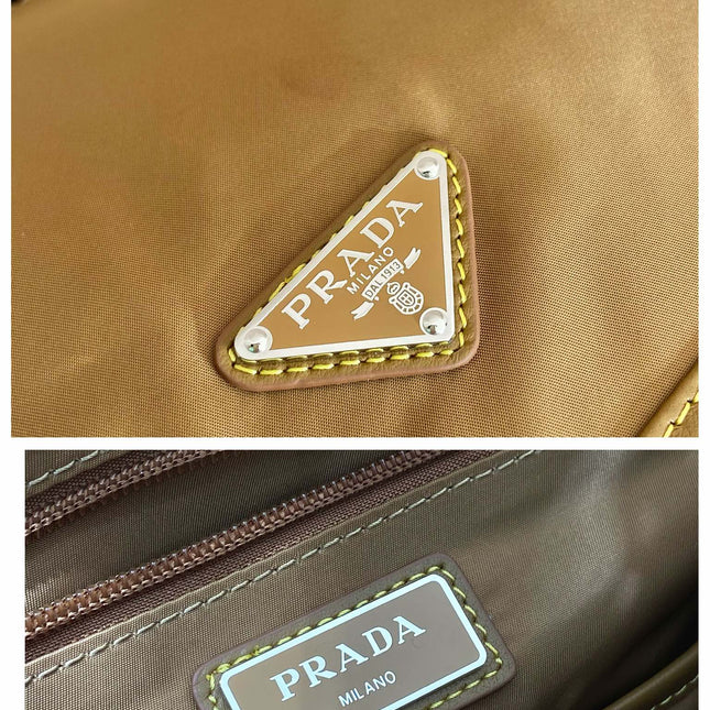 BACKPACK 45 IN CIDER BROWN RE-NYLON AND CALFSKIN TRIM