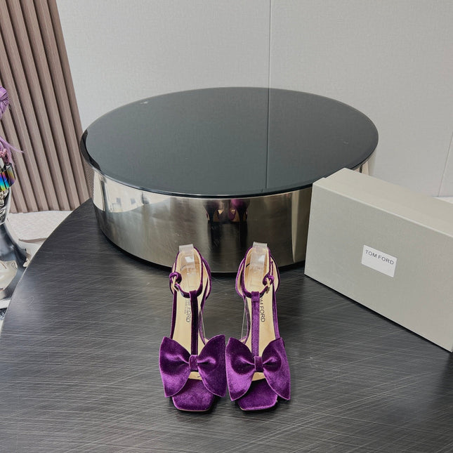 HIGH HEEL 10 SANDAL IN WINE PURPLE VELVET WITH BOW