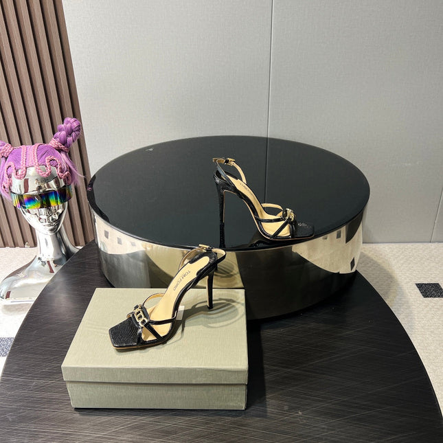 PADLOCK HIGH HEELS 10 CM IN BLACK LAMBSKIN