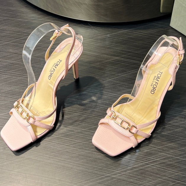 PADLOCK HIGH HEELS 10 CM IN LIGHT PINK LAMBSKIN