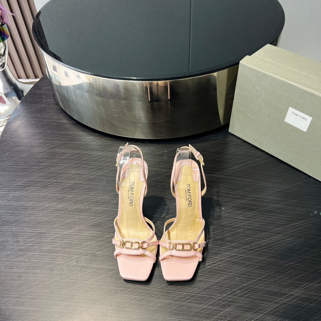 PADLOCK HIGH HEELS 10 CM IN LIGHT PINK LAMBSKIN