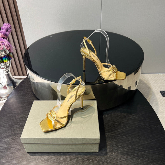 PADLOCK HIGH HEELS 10 CM IN METALLIC GOLD LAMBSKIN