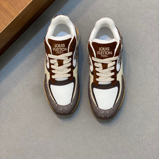 LV RUN WAY TRAINERS SHOES TAN BROWN