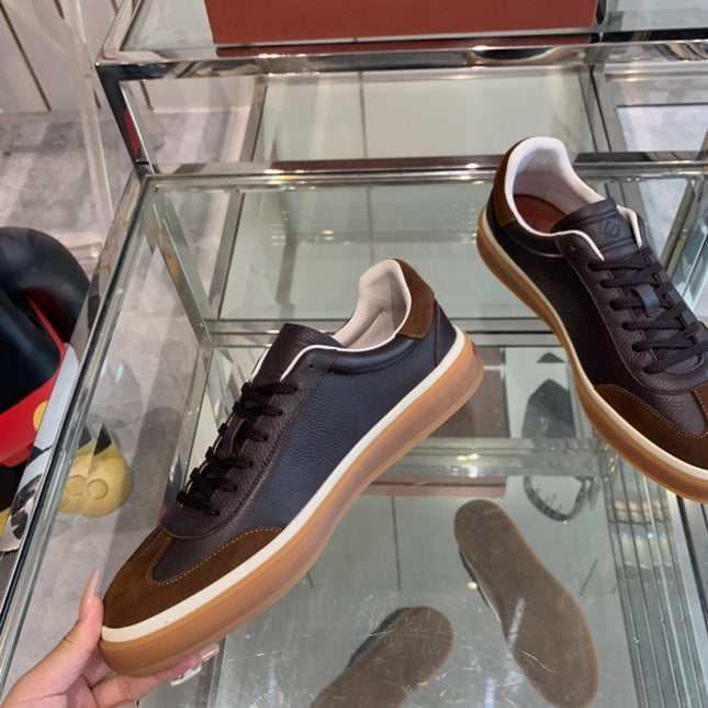 LP TENNIS WALK SNEAKERS ANCHOR AND BROWN CALFSKIN