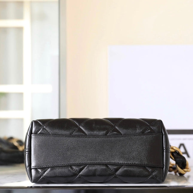 CHANEL 25S HOBO BAG 22 CM IN BLACK LAMBSKIN WITH GOLD HARDWARE
