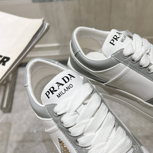PRA DOWNTOWN BOLD SNEAKERS WHITE AND LIGHT GRAY CALFSKIN