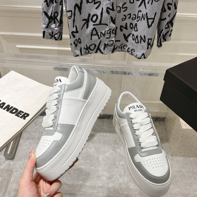 PRA DOWNTOWN BOLD SNEAKERS WHITE AND LIGHT GRAY CALFSKIN