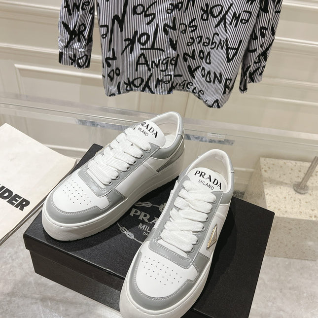 PRA DOWNTOWN BOLD SNEAKERS WHITE AND LIGHT GRAY CALFSKIN