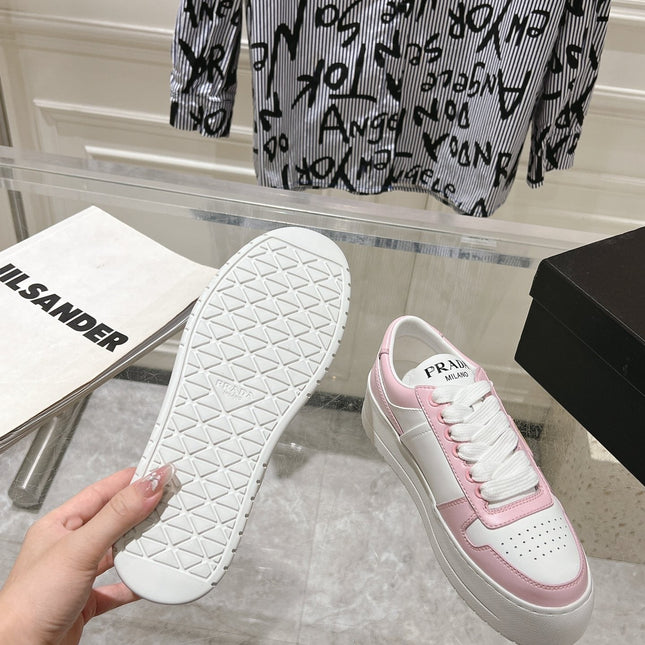 PRA DOWNTOWN BOLD SNEAKERS WHITE AND LIGHT PINK CALFSKIN