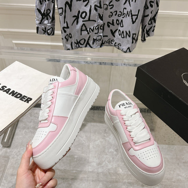 PRA DOWNTOWN BOLD SNEAKERS WHITE AND LIGHT PINK CALFSKIN
