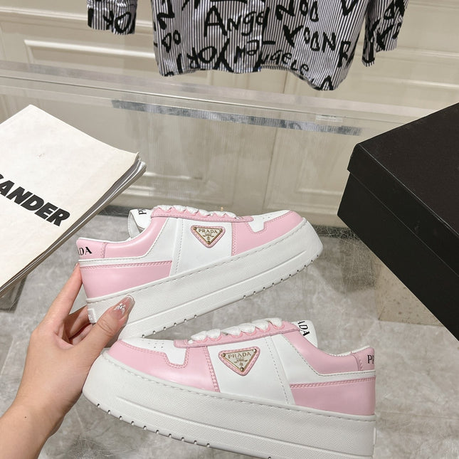 PRA DOWNTOWN BOLD SNEAKERS WHITE AND LIGHT PINK CALFSKIN