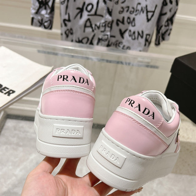 PRA DOWNTOWN BOLD SNEAKERS WHITE AND LIGHT PINK CALFSKIN