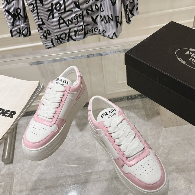 PRA DOWNTOWN BOLD SNEAKERS WHITE AND LIGHT PINK CALFSKIN