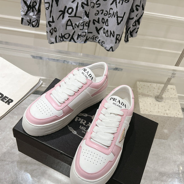 PRA DOWNTOWN BOLD SNEAKERS WHITE AND LIGHT PINK CALFSKIN